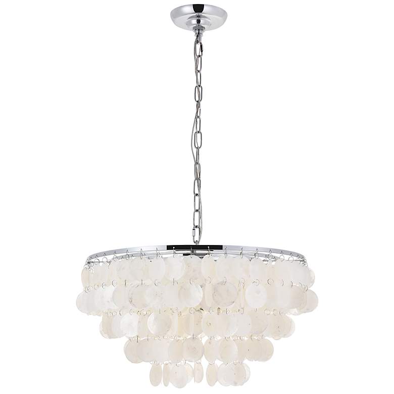 Image 5 Selene 20" Wide Chrome Cascading Shell 4-Light Pendant more views