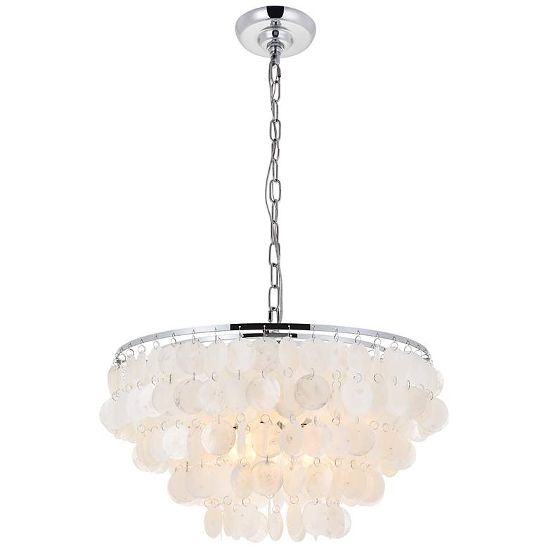 Image 6 Selene 20" Wide Chrome Cascading Shell 4-Light Pendant more views
