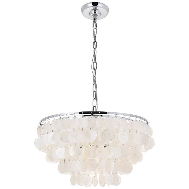 Image 7 Selene 20" Wide Chrome Cascading Shell 4-Light Pendant more views