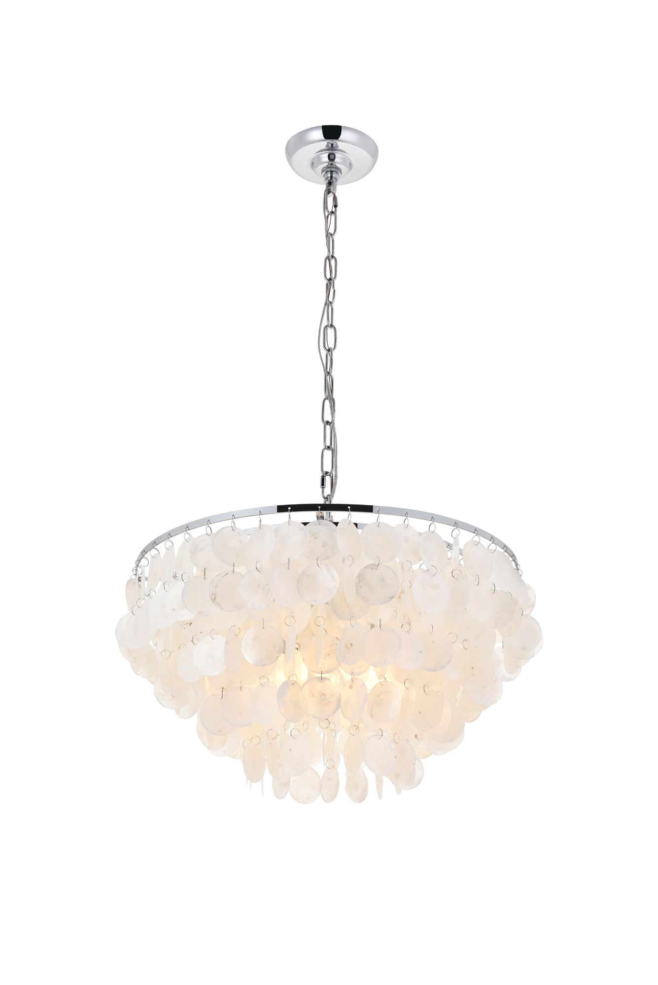 Selene 20" Wide Chrome Cascading Shell 4-Light Pendant in scene