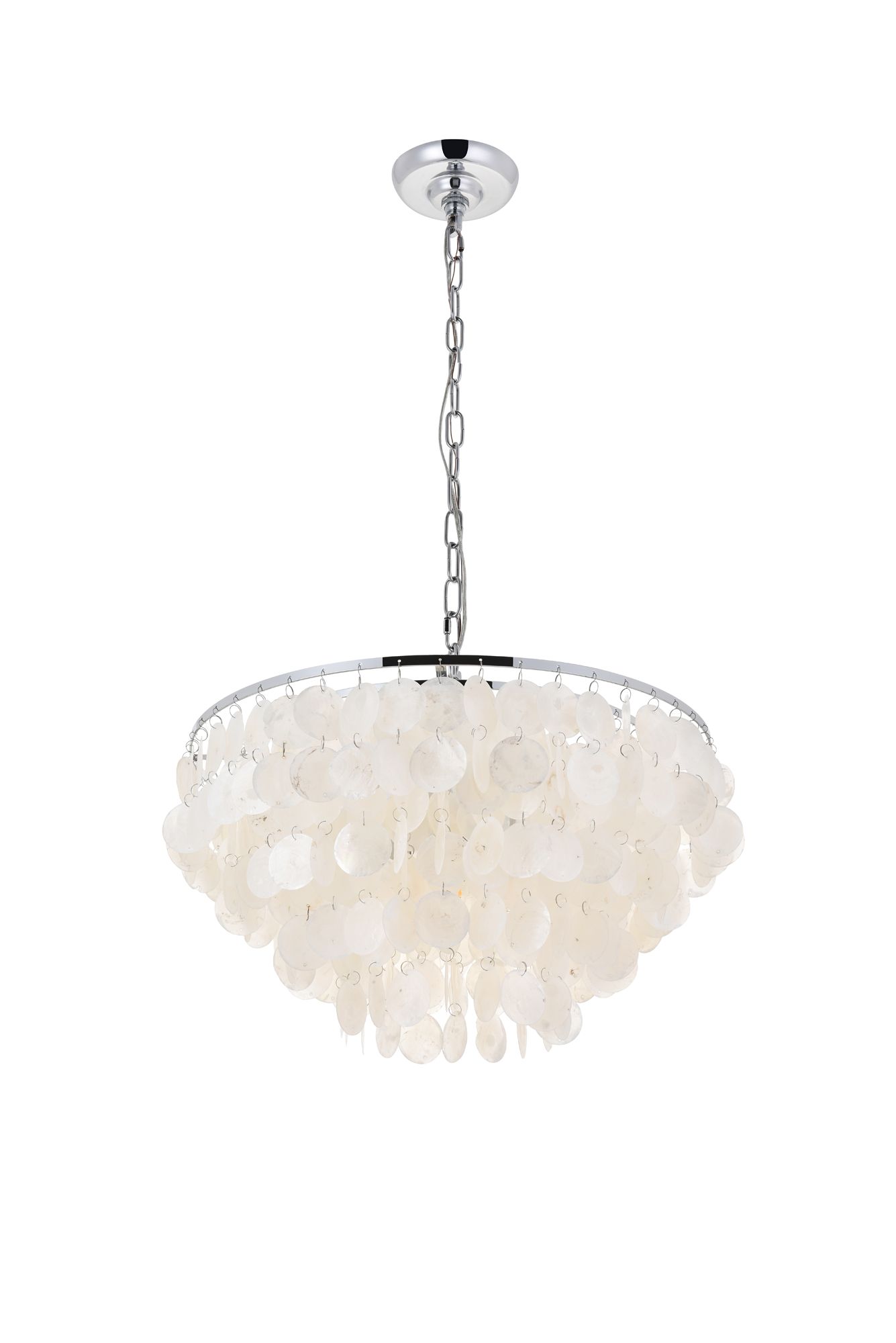 Selene 20" Wide Chrome Cascading Shell 4-Light Pendant in scene