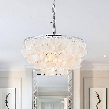 Selene 20" Wide Chrome Cascading Shell 4-Light Pendant