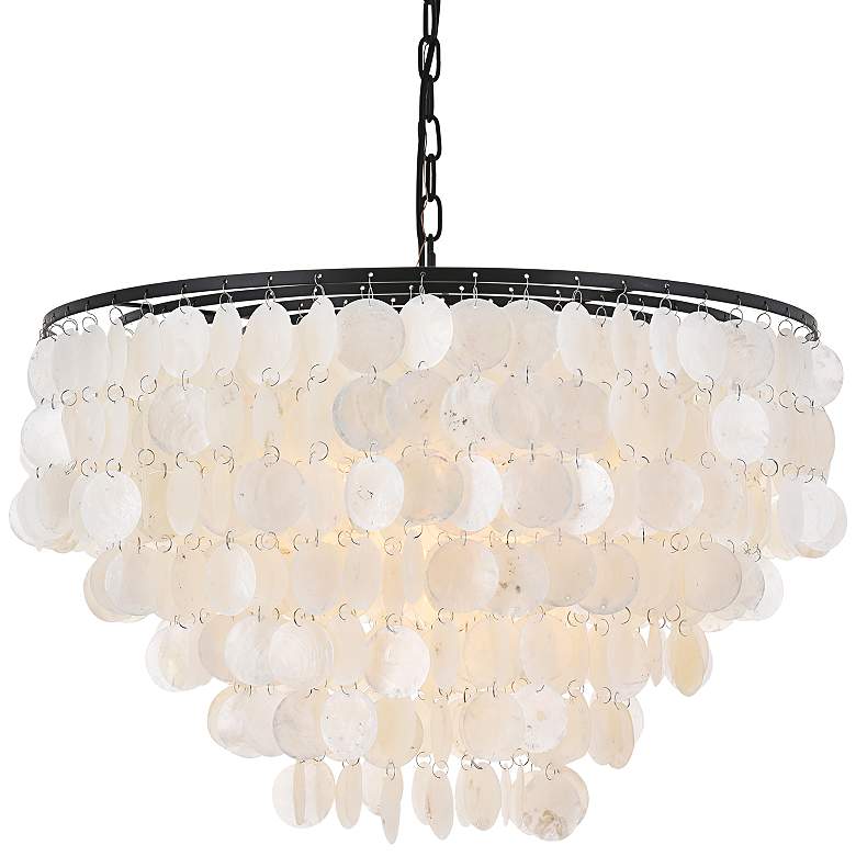 Image 3 Selene 25 1/2" Wide Black Cascading Shell 6-Light Pendant