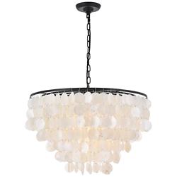 Selene 25 1/2" Wide Black Cascading Shell 6-Light Pendant