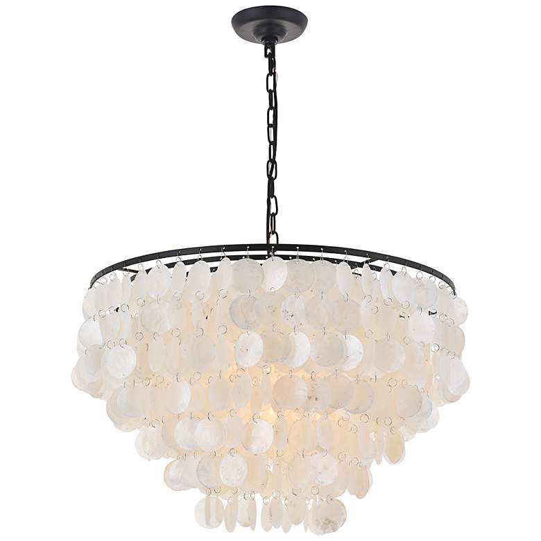 Image 5 Selene 25 1/2" Wide Black Cascading Shell 6-Light Pendant more views