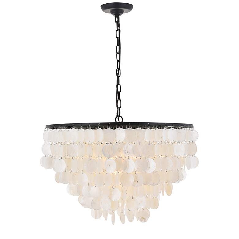 Image 6 Selene 25 1/2" Wide Black Cascading Shell 6-Light Pendant more views