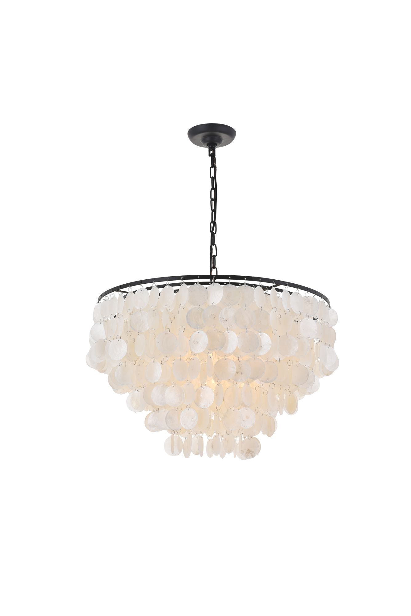 Selene 25 1/2" Wide Black Cascading Shell 6-Light Pendant in scene