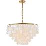 3_Selene 25 1/2" Wide Brass Cascading Shell 6-Light Pendant