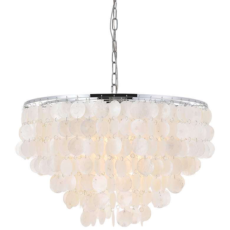 Image 3 Selene 25 1/2" Wide Chrome Cascading Shell 6-Light Pendant