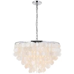 Selene 25 1/2" Wide Chrome Cascading Shell 6-Light Pendant