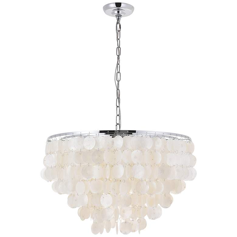 Image 5 Selene 25 1/2" Wide Chrome Cascading Shell 6-Light Pendant more views