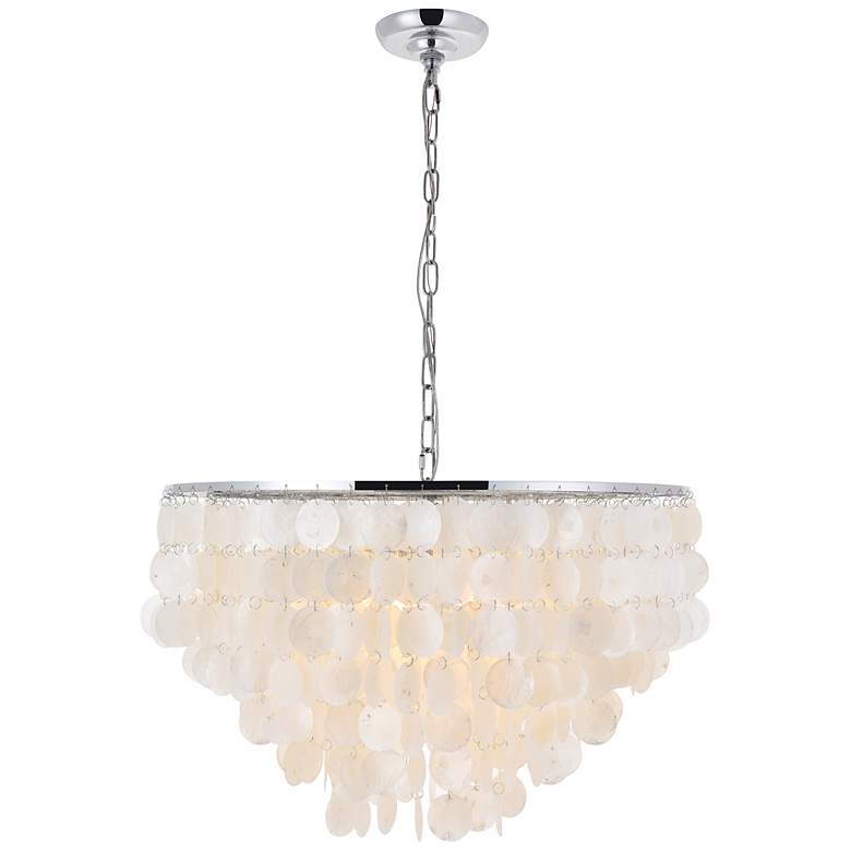 Image 6 Selene 25 1/2" Wide Chrome Cascading Shell 6-Light Pendant more views