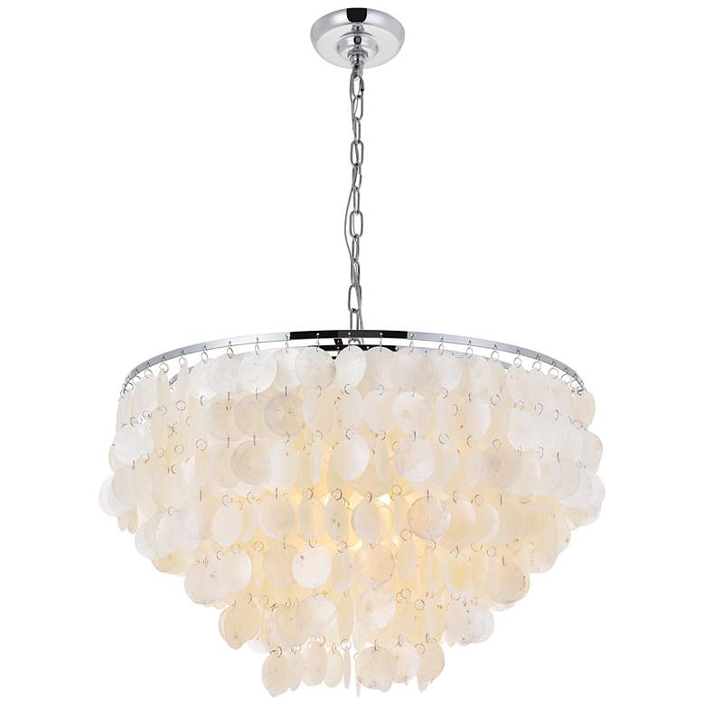 Image 7 Selene 25 1/2" Wide Chrome Cascading Shell 6-Light Pendant more views