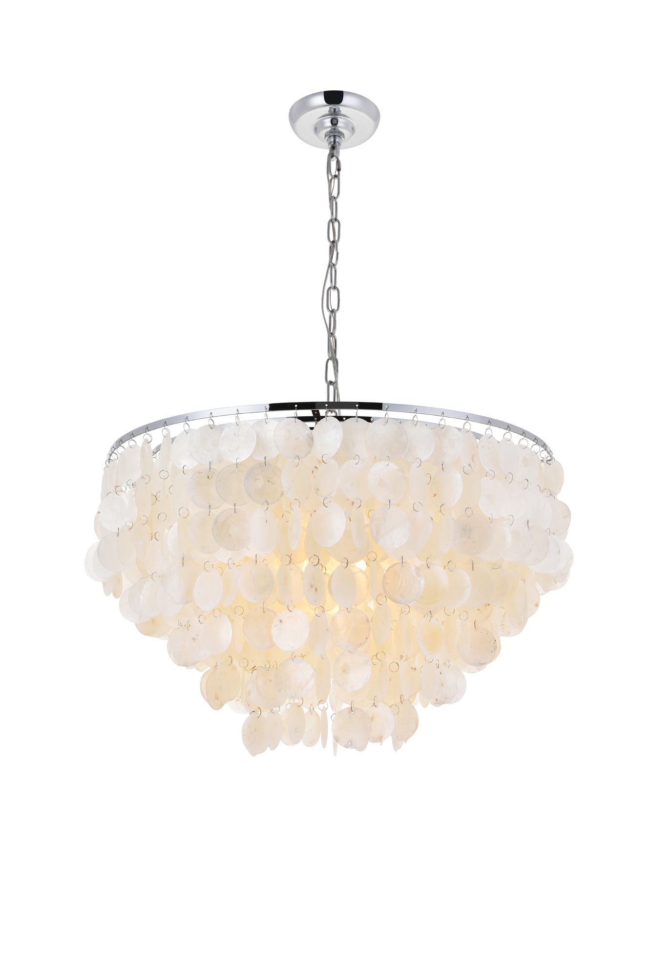 Selene 25 1/2" Wide Chrome Cascading Shell 6-Light Pendant in scene