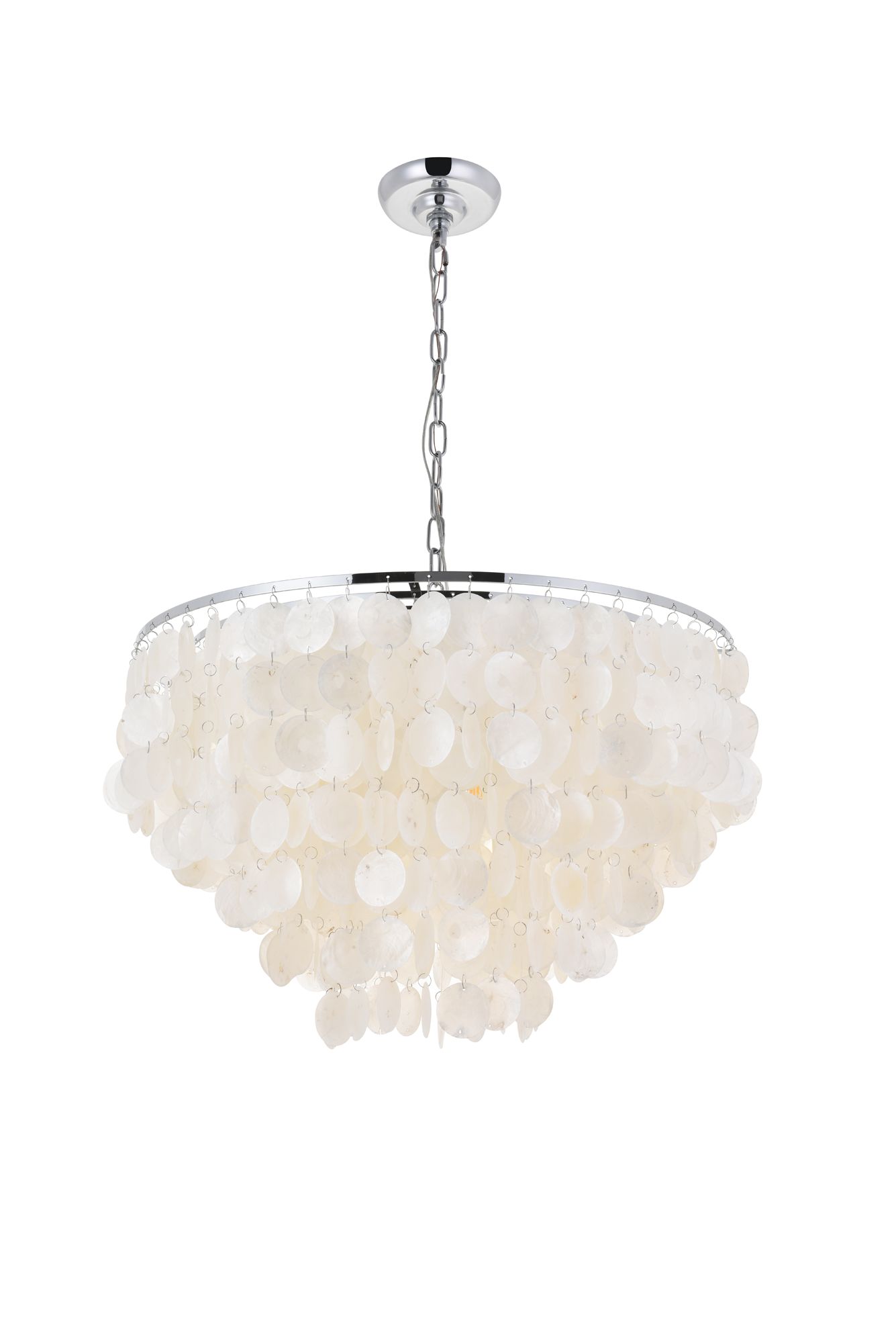 Selene 25 1/2" Wide Chrome Cascading Shell 6-Light Pendant in scene