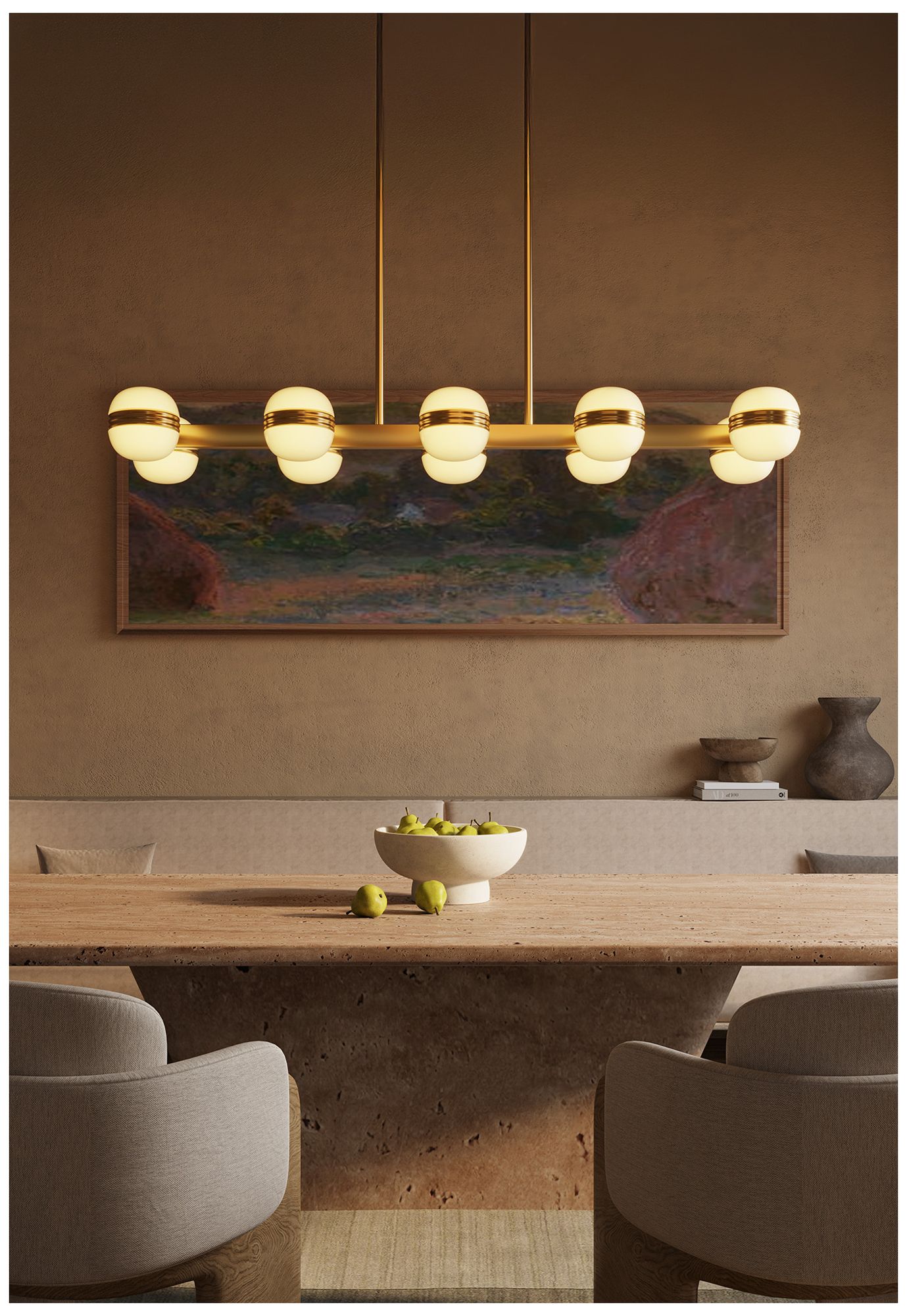 Image 6 Selene 4-ft Brushed Gold dimmable LED Linear Pendant more views