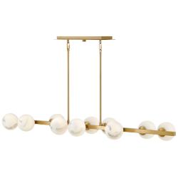 Selene 55" Wide Lacquered Brass 10-Light Linear Chandelier