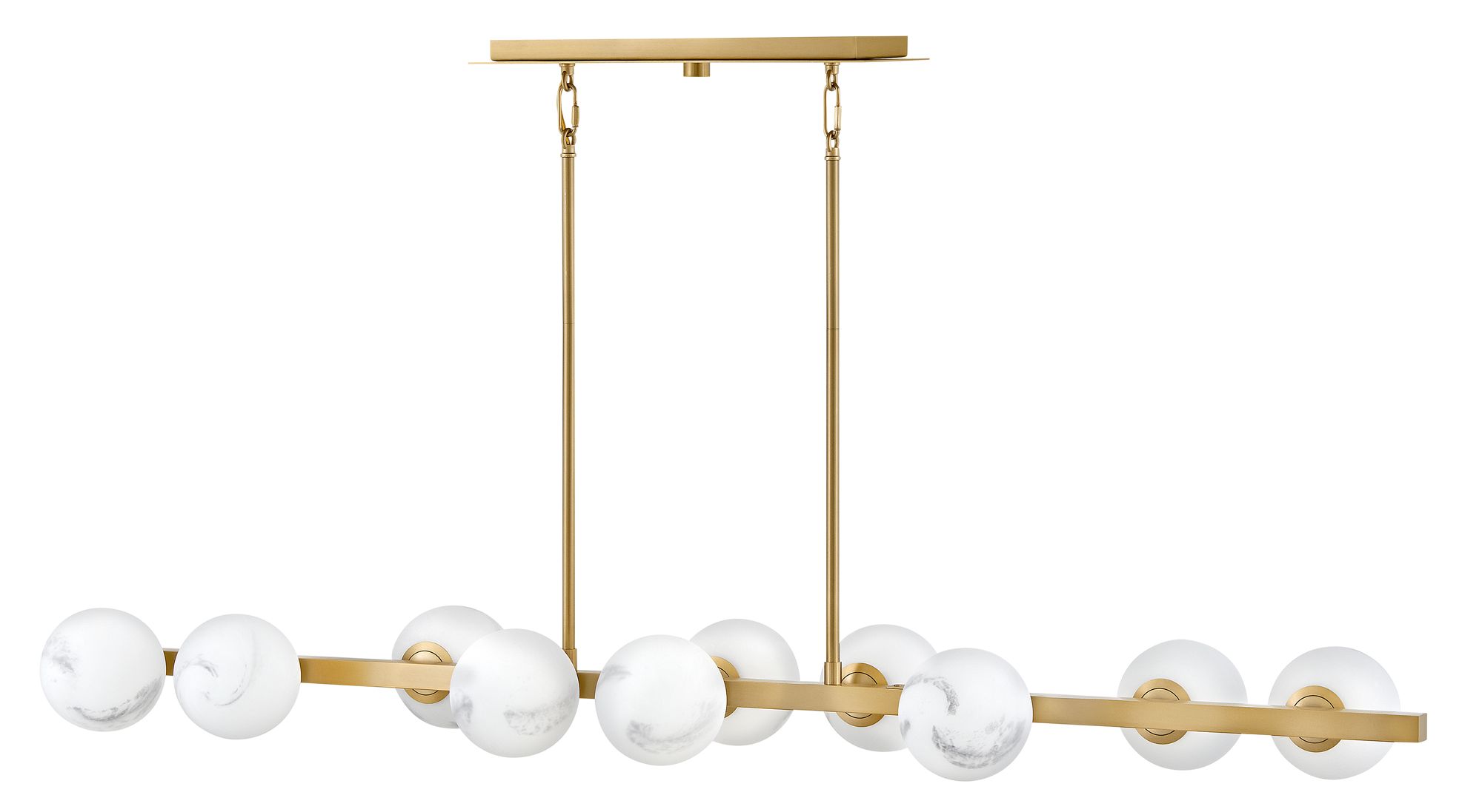 Selene 55" Wide Lacquered Brass 10-Light Linear Chandelier