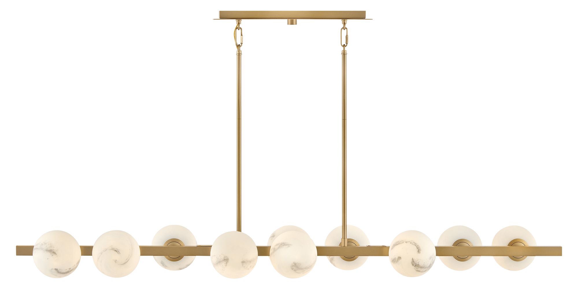 Selene 55" Wide Lacquered Brass 10-Light Linear Chandelier