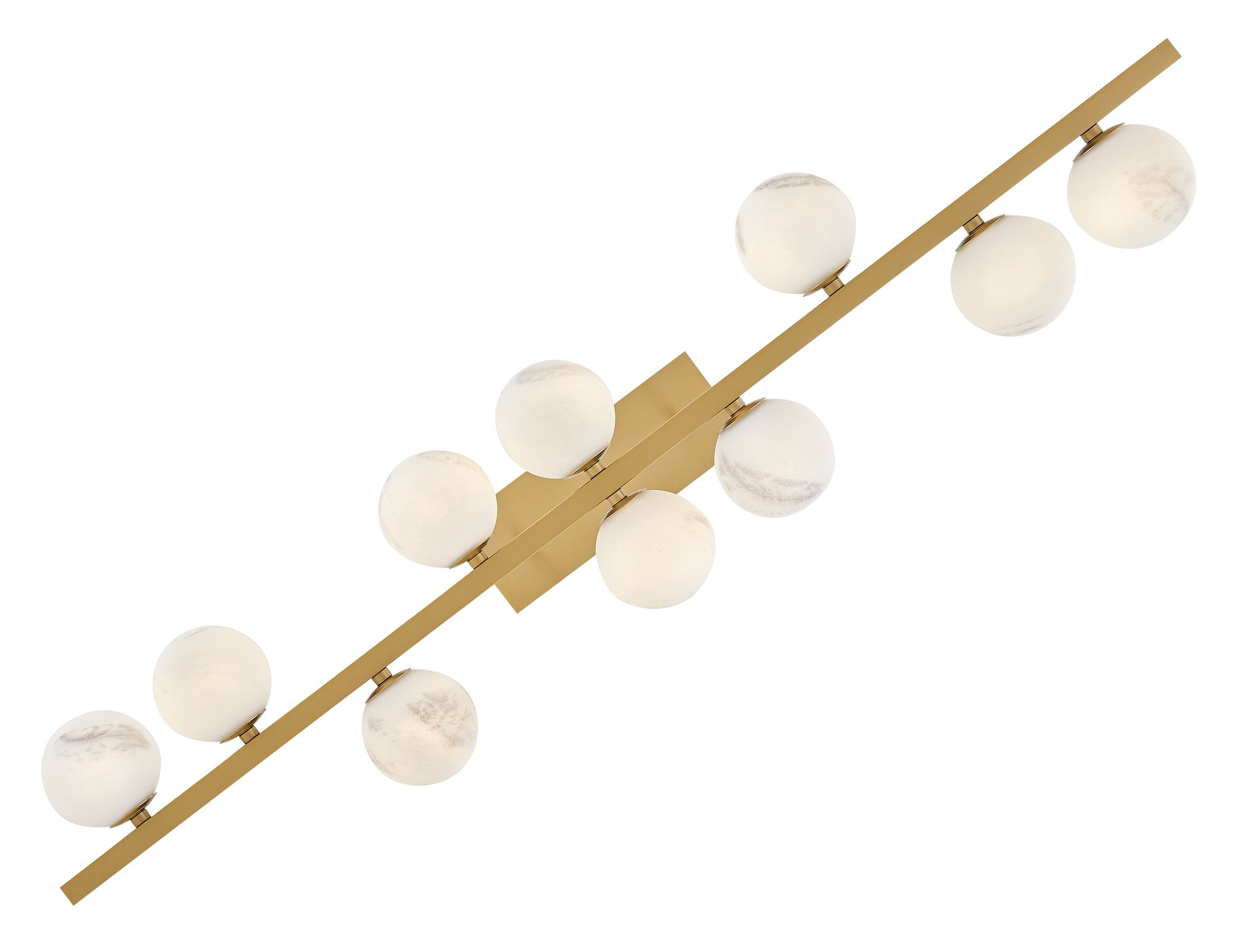 Selene 55" Wide Lacquered Brass 10-Light Linear Chandelier