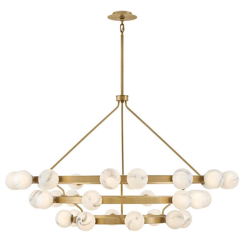 Image 1 Selene 60" Wide Lacquered Brass 36-Light 3-Tier Chandelier