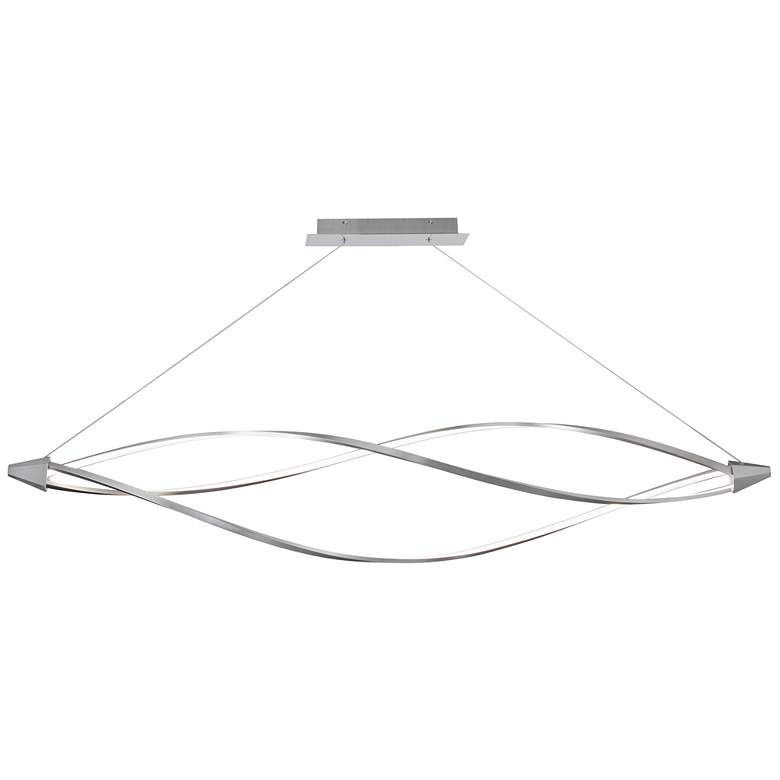 Image 1 Selene 72" Wide Large Horizontal Satin Chrome 37W LED Pendant