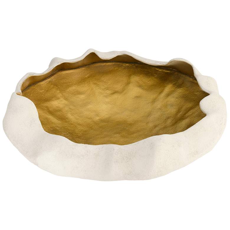 Image 1 Selene Low Bowl - White - Gold - Large