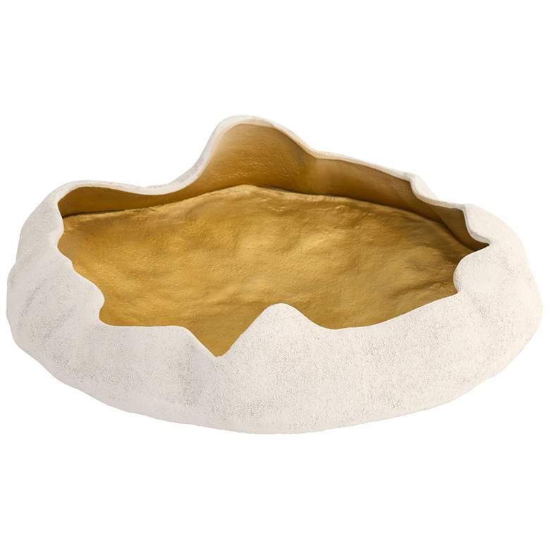 Image 1 Selene Low Bowl - White - Gold - Small