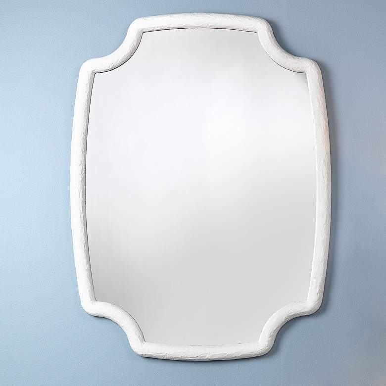 Image 2 Selene Textured White 36 inch x 48 inch Rectangular Wall Mirror