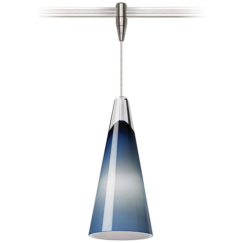 Image 1 Selina 4 1/4 inch Wide Blue and Nickel LED Monorail Mini Pendant