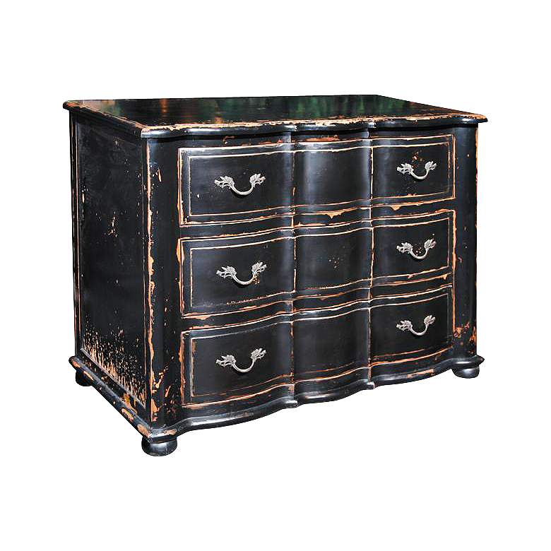 Image 1 Selina Distressed Vintage Black Drawer Accent Chest
