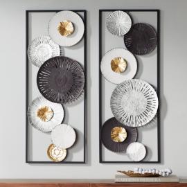 Selke 35 1/2" Black White 2-Piece Metal Wall Art Set