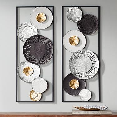 Selke 35 1/2" Black White 2-Piece Metal Wall Art Set
