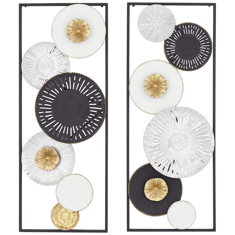 Image 2 Selke 35 1/2" Black White 2-Piece Metal Wall Art Set