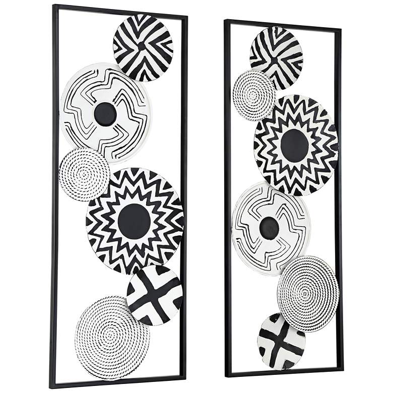Image 5 Selke Black and White Discs 35 1/2" High Metal Wall Art Set of 2 more views