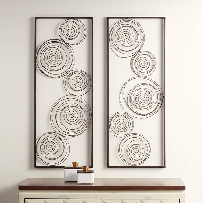 Image 2 Selke Metallic Swirl 13 3/4" x 35 1/2" Wall Art Set of 2