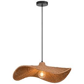 Image1 of Selma 24" Wide Natural Pendant Light with Wavy Wicker Shade