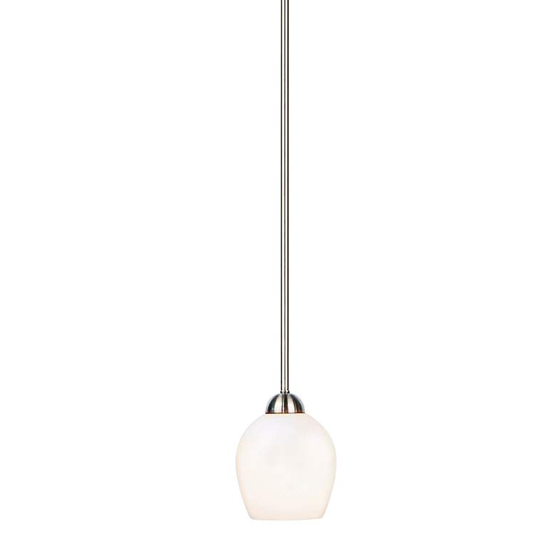 Image 1 Sema 5" Wide Brushed Nickel White Glass Mini Pendant Light