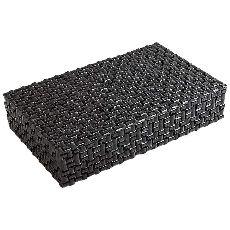 Image 1 Semi-Gloss Black 15 inch Wide Woven Horn Decorative Box