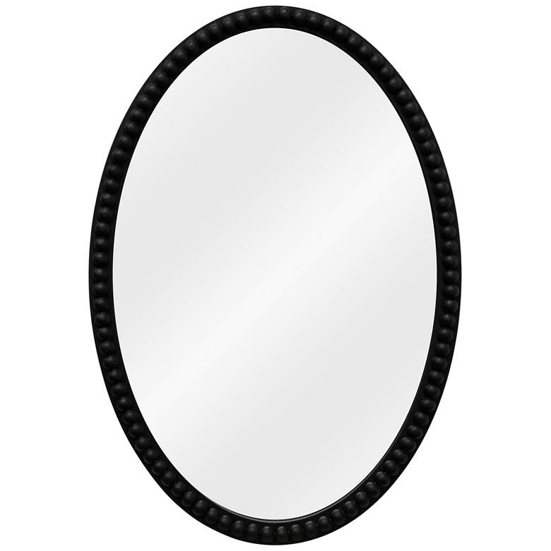 Image 1 Semi-Gloss Black Beaded 17 1/4" x 25 1/4" Oval Wall Mirror