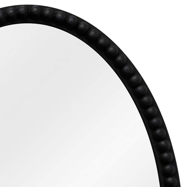 Image 2 Semi-Gloss Black Beaded 17 1/4" x 25 1/4" Oval Wall Mirror more views