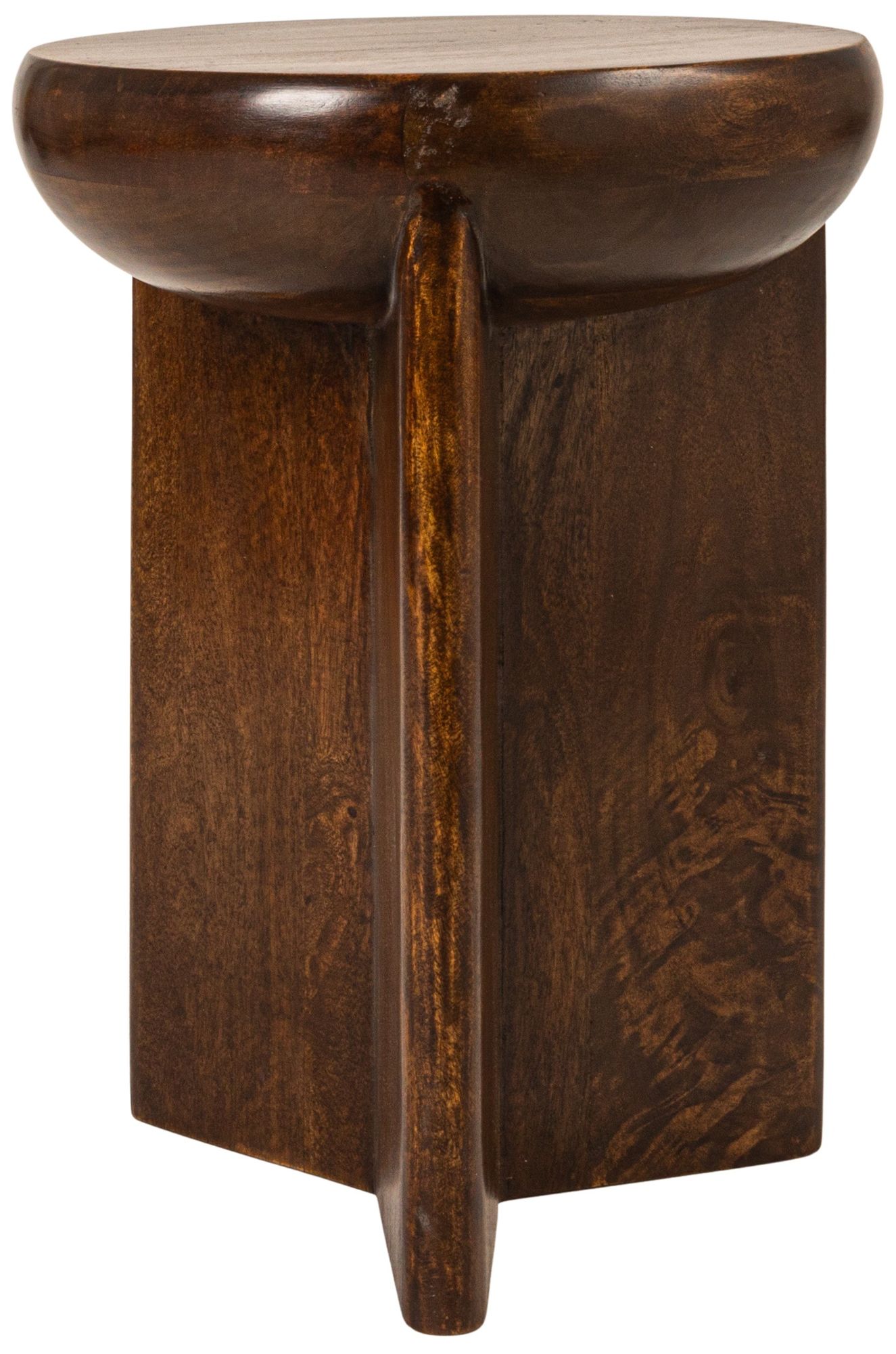 Image 4 Semi-Sphere Mango Wood Accent Table with Solid Legs, Walnut Finish more views