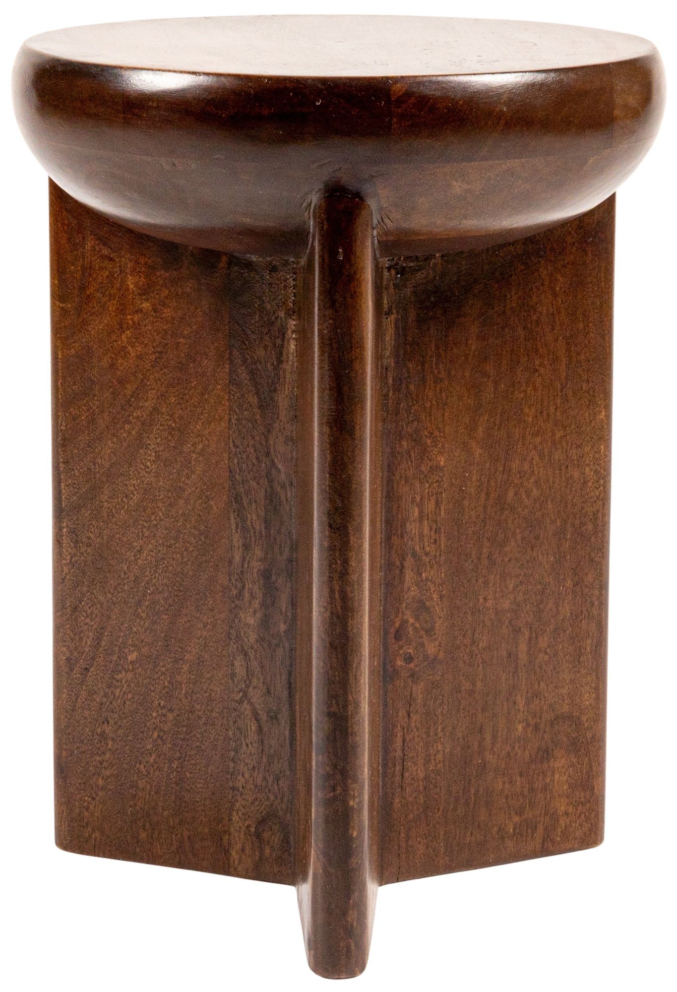 Semi-Sphere Mango Wood Accent Table with Solid Legs, Walnut Finish