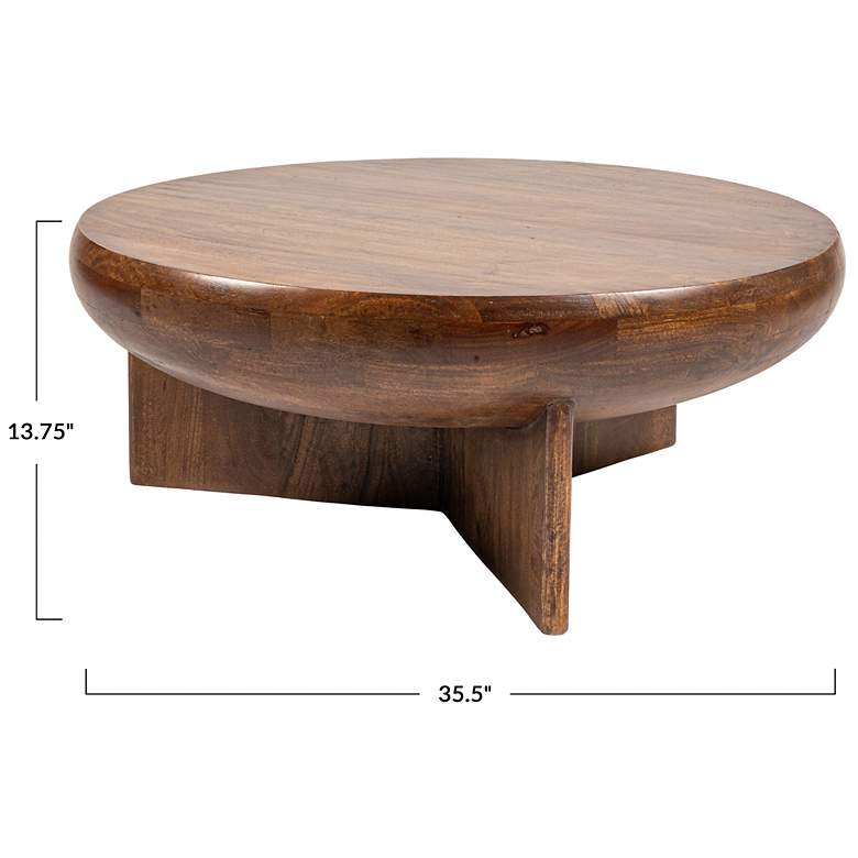 Image 3 Semi-Sphere Mango Wood Coffee Table with Solid Legs, Walnut Finish more views