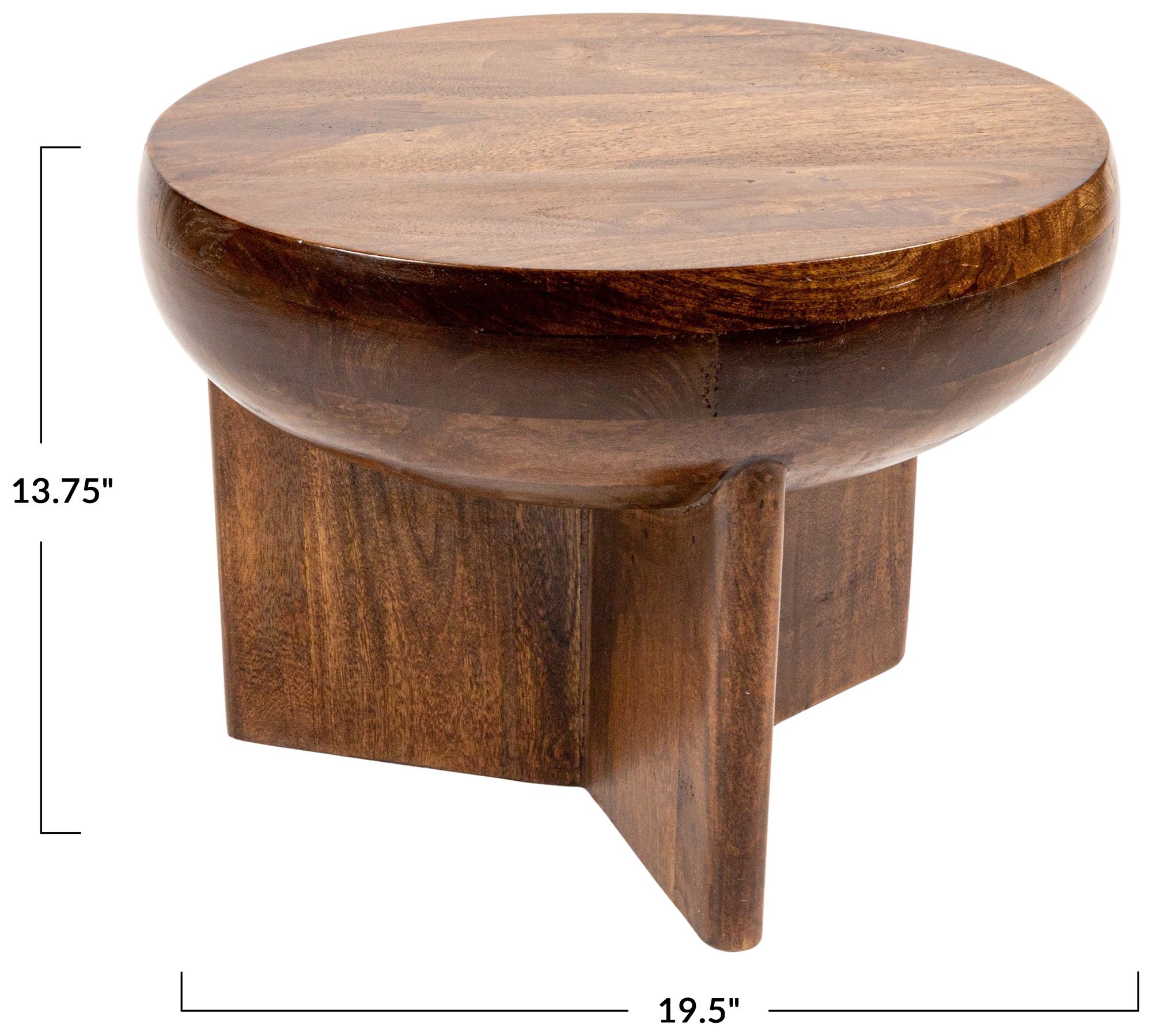 Image 3 Semi-Sphere Mango Wood End Table with Solid Legs, Walnut Finish more views