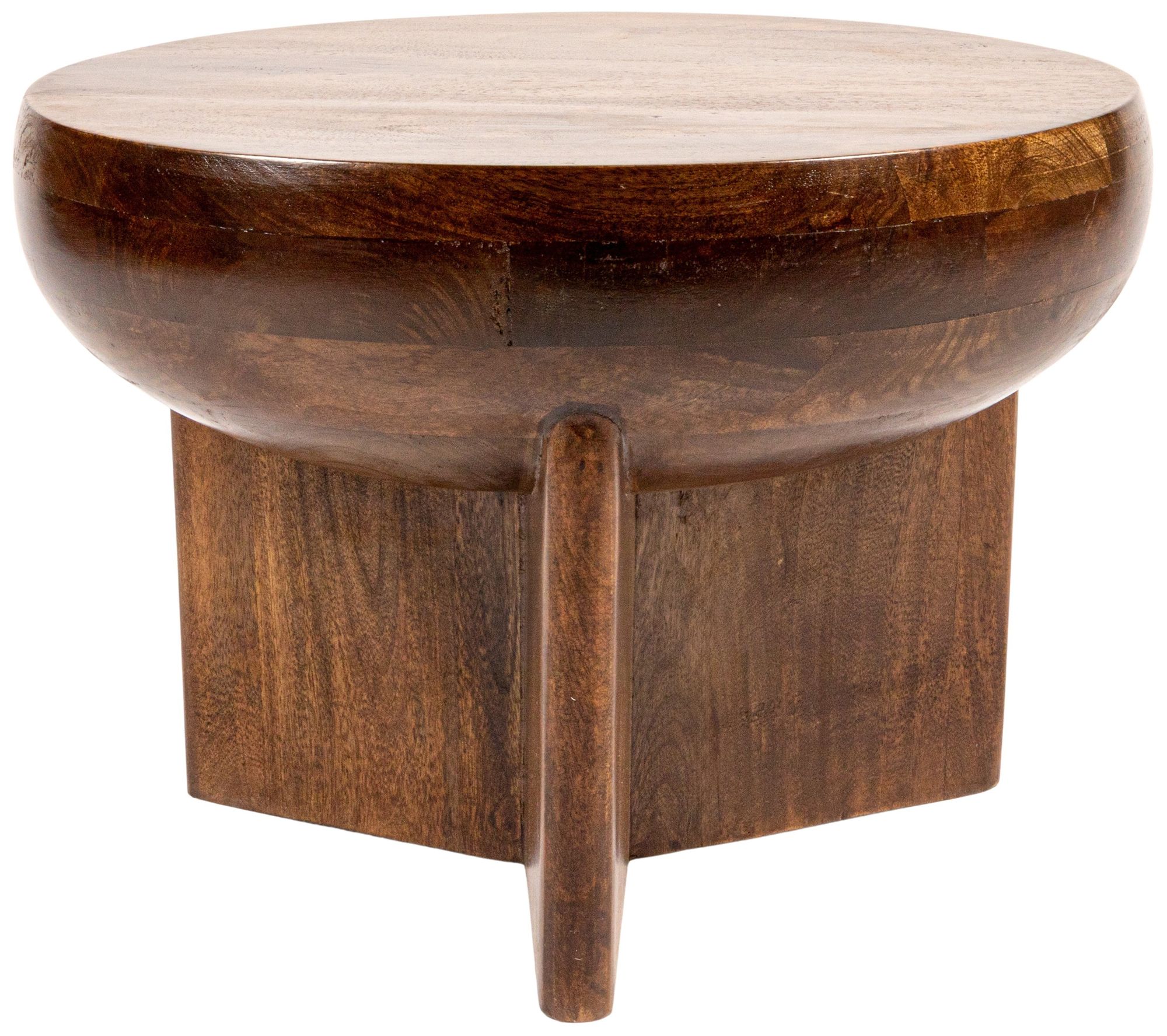 Image 5 Semi-Sphere Mango Wood End Table with Solid Legs, Walnut Finish more views