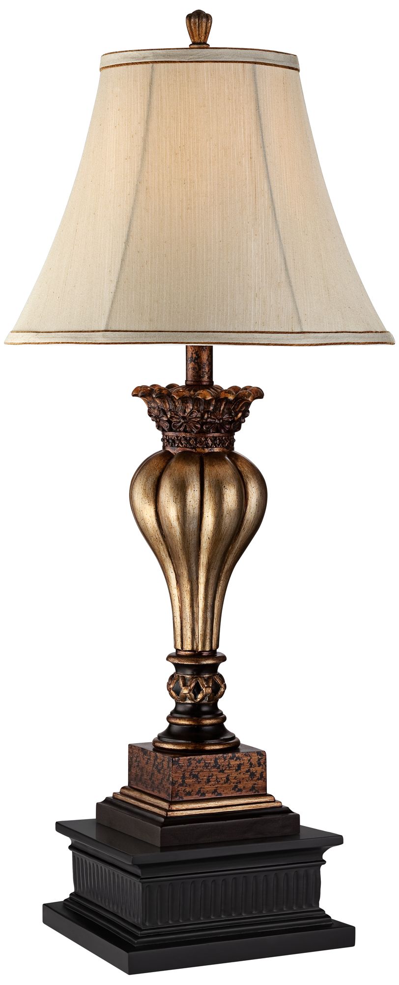 Senardo Gold Table Lamp With Black Square Riser 624M0 Lamps Plus