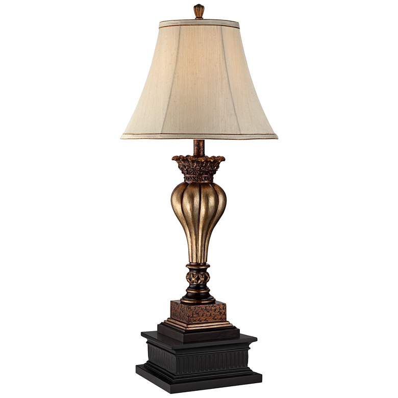 Image 1 Senardo Gold Table Lamp With Black Square Riser