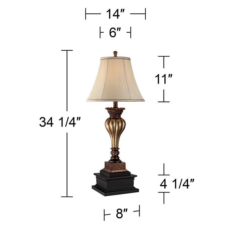 Image 7 Senardo Gold Table Lamp With Black Square Riser more views