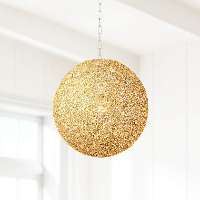 Image 1 Seneca 15 3/4" Wide Light Brown Paper String Swag Pendant